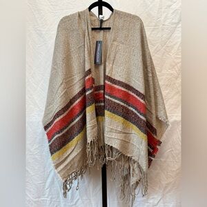 195 - Multicolor Striped Fringe Poncho